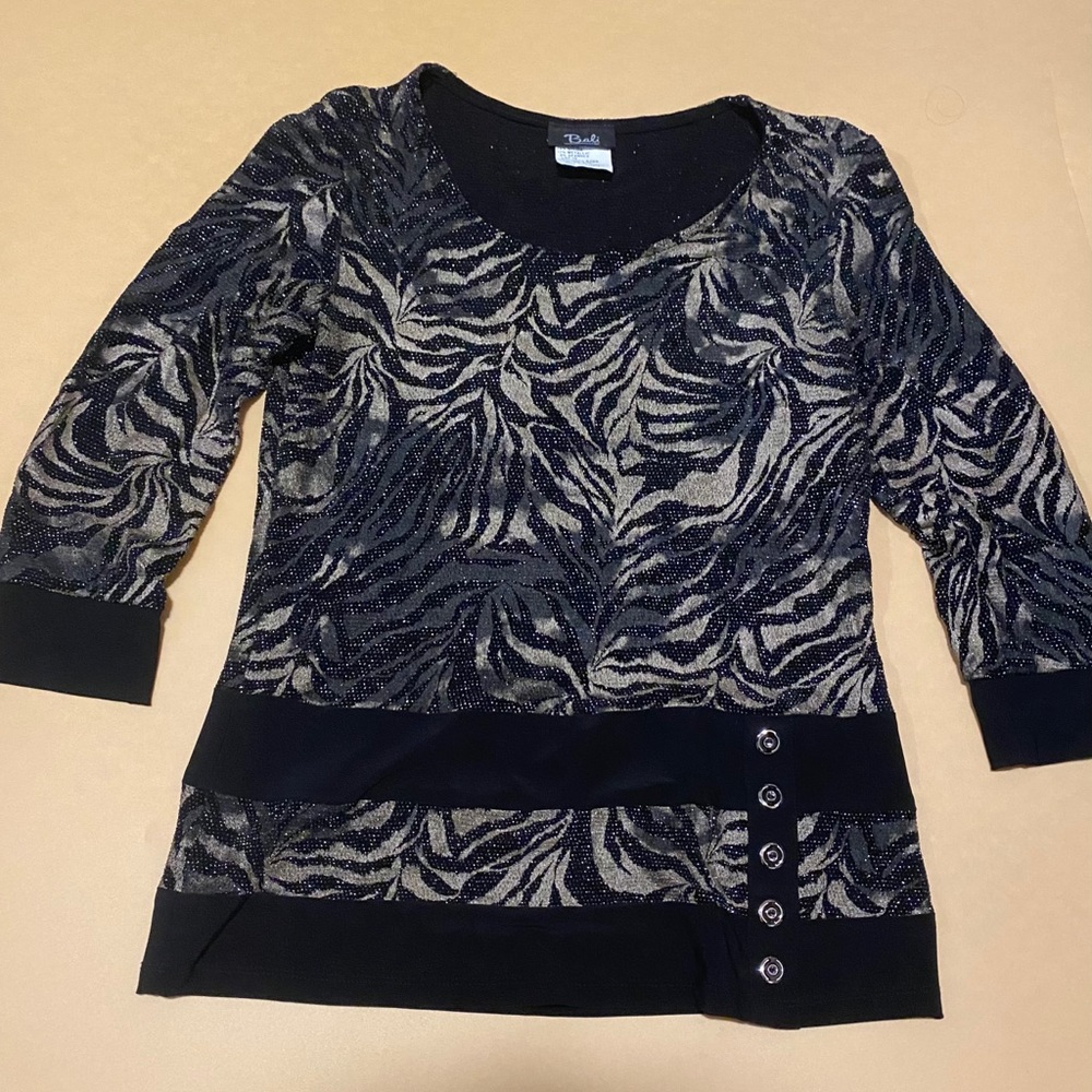 Bali Sparkly Zebra Print Blouse